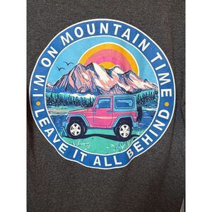 Simply Southern Mountain Time Graphic Tee Small S Charcoal Gray Long Sleeve Top